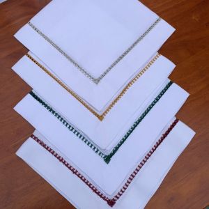 Shield hemstitch green napkin